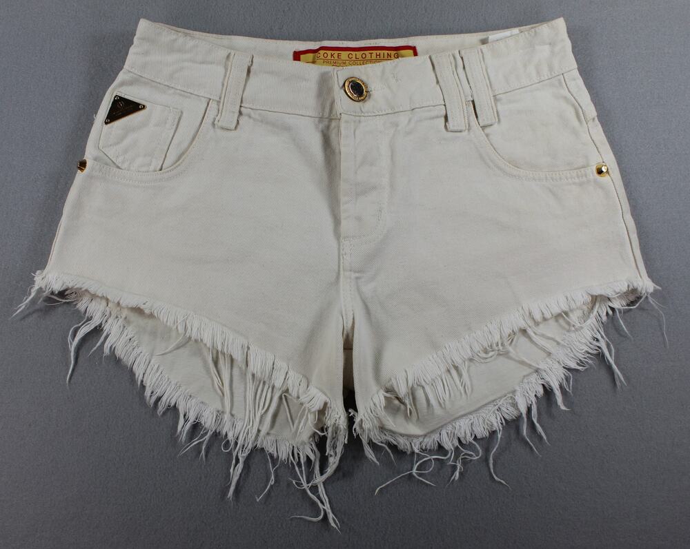 Coke Clothing Coca Cola Cutoff Denim Shorts Women's 4 Off White Frayed Hem